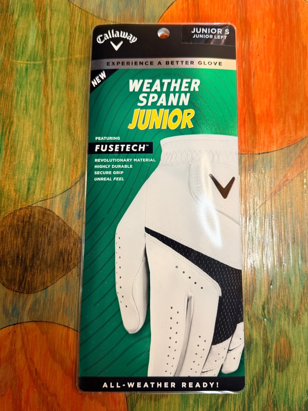 Callaway Weather Spann Golf Left Glove Juniors Open Box NEW In Box Never Used Wh